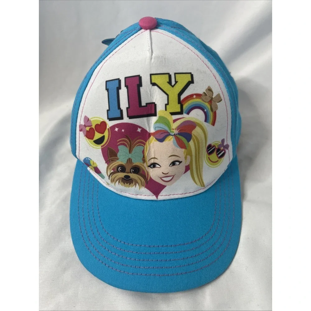 ILY JoJo SIWA Nickelodeon Kids Girls Rainbow Emoji Dog Bow Blue Baseball Hat Cap